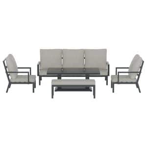 Nikolai 6 Seater Outdoor Sofa Grey