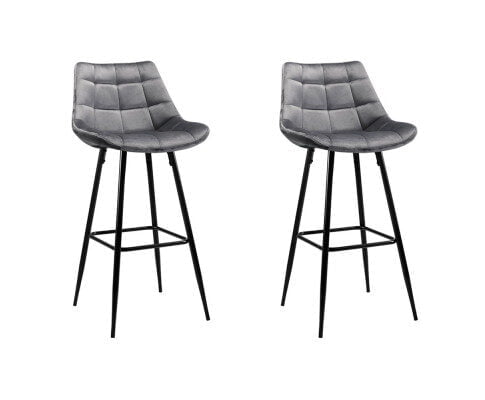 Lara Bar Stools Velvet Grey Set of 2