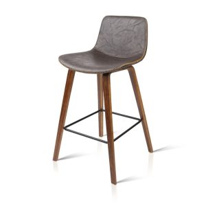 Koby 2 Leather Bar Stools Walnut