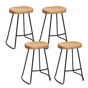 4 Set Timber Bar Stools 75cm Black