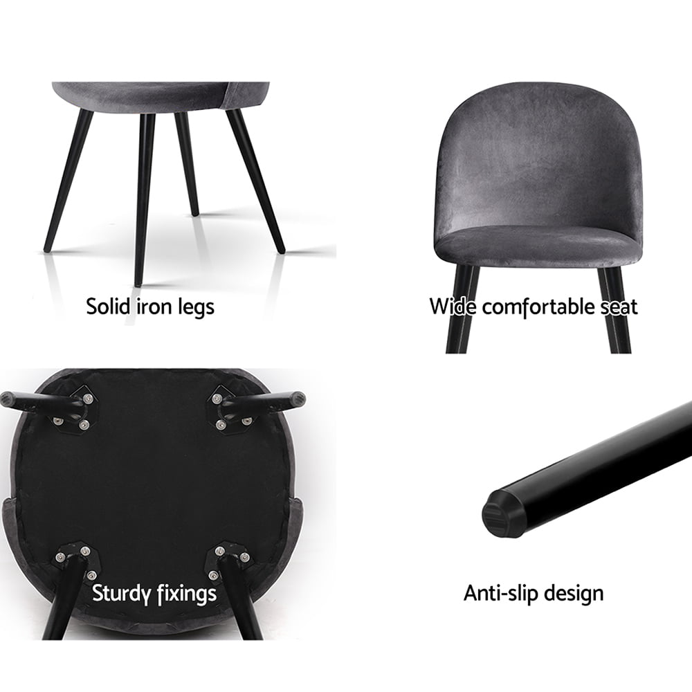 Marcus Velvet Modern Dining Chair Dark Grey 2 Set - Image 6