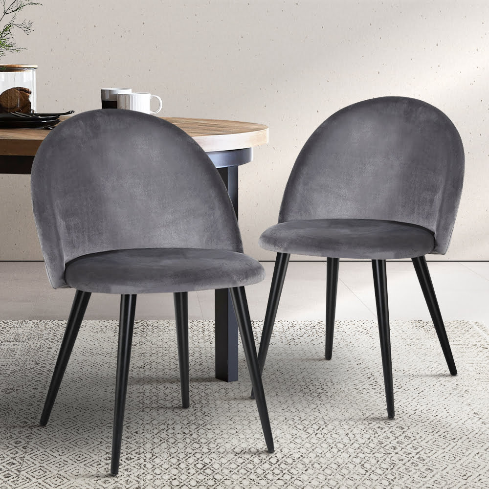 Marcus Velvet Modern Dining Chair Dark Grey 2 Set - Image 8