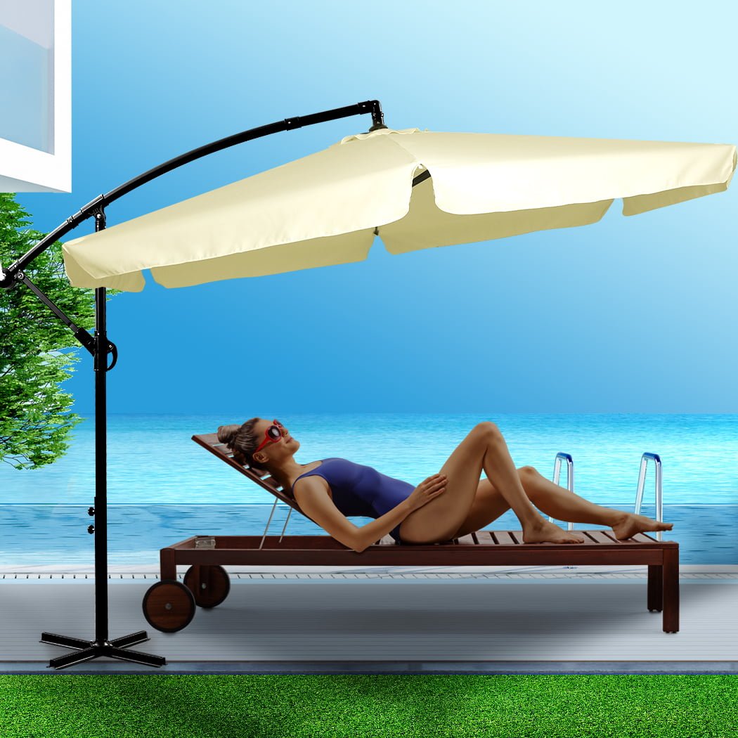 Outdoor Umbrella Cantilever Beige - Image 4